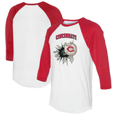 Cincinnati Reds Tiny Turnip Women's Baseball Tear 3/4-Sleeve Raglan T-Shirt - MLB T-shirts
