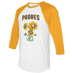 San Diego Padres Tiny Turnip Women's Blooming Baseballs 3/4-Sleeve Raglan T-Shirt - MLB T-shirts