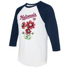 Washington Nationals Tiny Turnip Women's Blooming Baseballs 3/4-Sleeve Raglan T-Shirt - MLB T-shirts