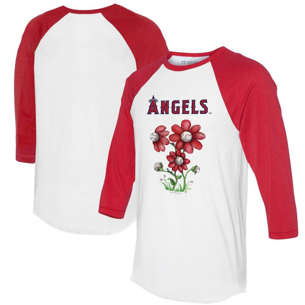 Los Angeles Angels Tiny Turnip Women's Blooming Baseballs 3/4-Sleeve Raglan T-Shirt - MLB T-shirts