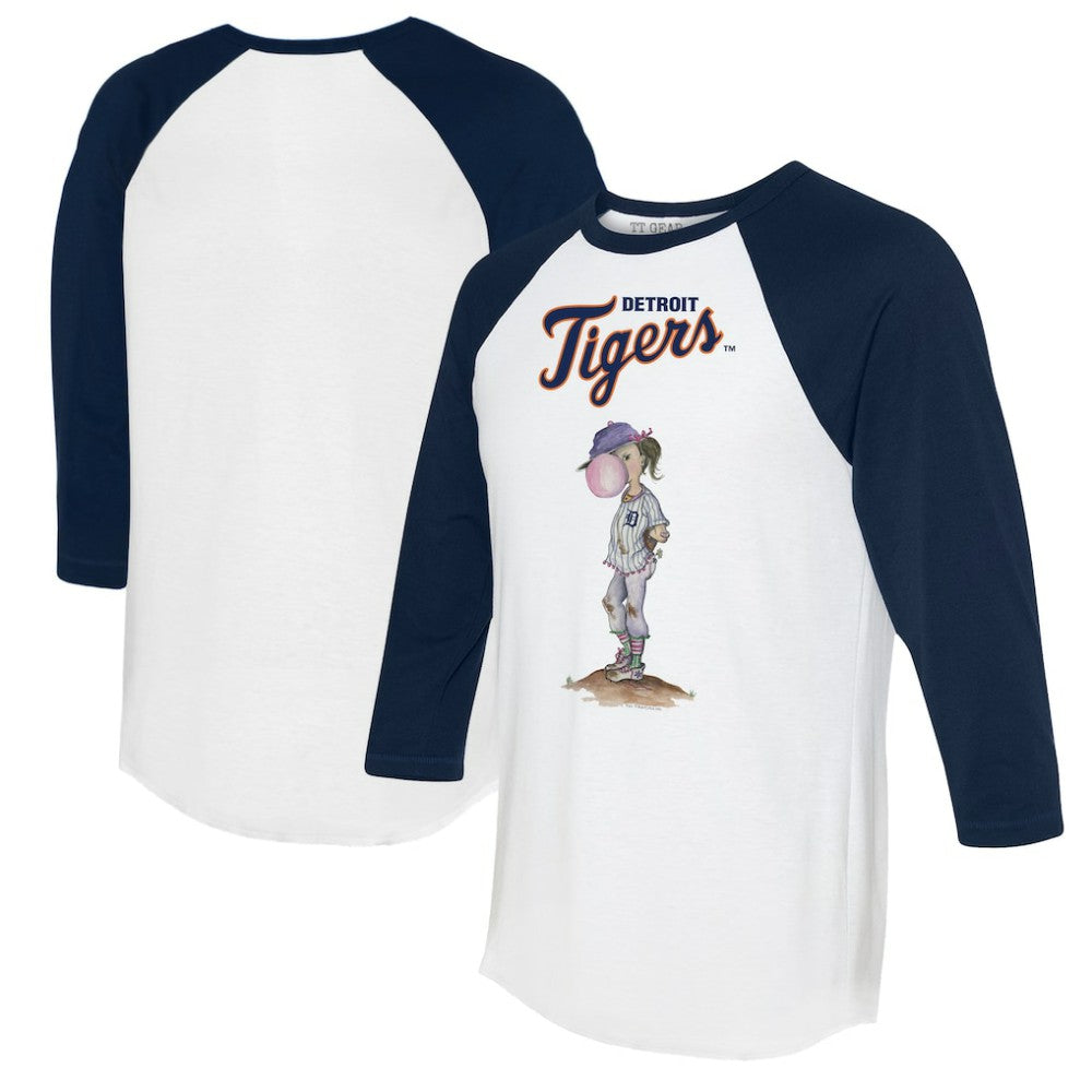 Detroit Tigers Tiny Turnip Women's Bubbles 3/4-Sleeve Raglan T-Shirt - MLB T-shirts