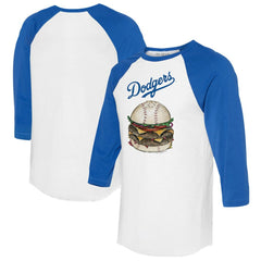 Los Angeles Dodgers Tiny Turnip Women's Burger 3/4-Sleeve Raglan T-Shirt - MLB T-shirts