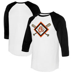 Baltimore Orioles Tiny Turnip Women's Diamond Cross Bats 3/4-Sleeve Raglan T-Shirt - MLB T-shirts
