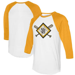 San Diego Padres Tiny Turnip Women's Diamond Cross Bats 3/4-Sleeve Raglan T-Shirt - MLB T-shirts