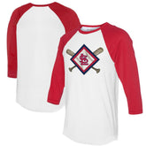 St. Louis Cardinals Tiny Turnip Women's Diamond Cross Bats 3/4-Sleeve Raglan T-Shirt - MLB T-shirts