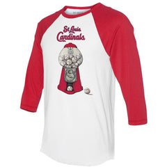 St. Louis Cardinals Tiny Turnip Women's Gumball Machine 3/4-Sleeve Raglan T-Shirt - MLB T-shirts