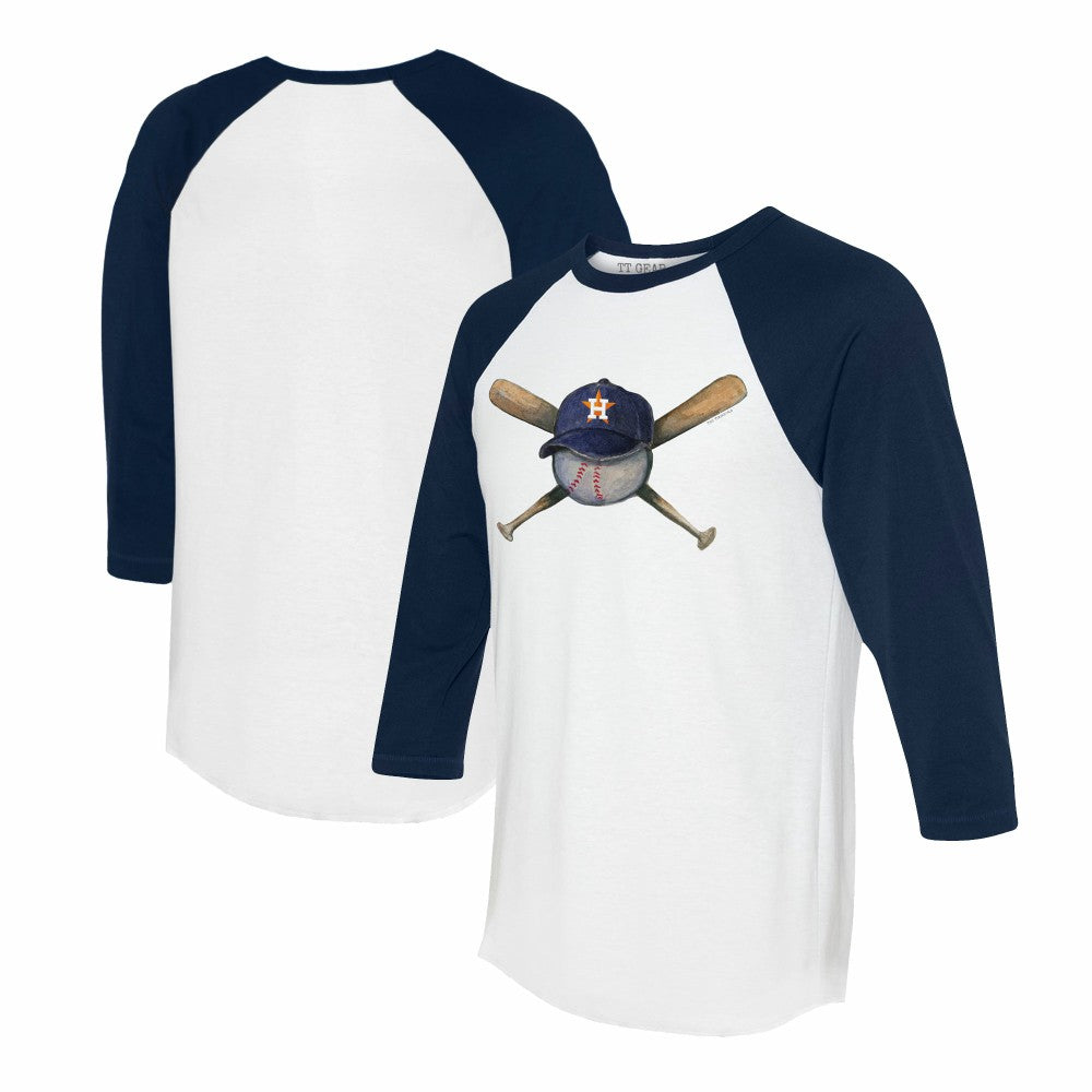 Houston Astros Tiny Turnip Women's Hat Crossbats 3/4-Sleeve Raglan T-Shirt - MLB Hats