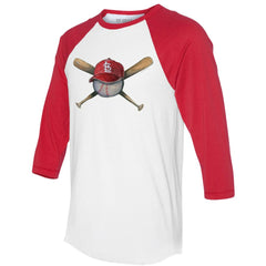 St. Louis Cardinals Tiny Turnip Women's Hat Crossbats 3/4-Sleeve Raglan T-Shirt - MLB Hats