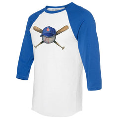 Chicago Cubs Tiny Turnip Women's Hat Crossbats 3/4-Sleeve Raglan T-Shirt - MLB Hats