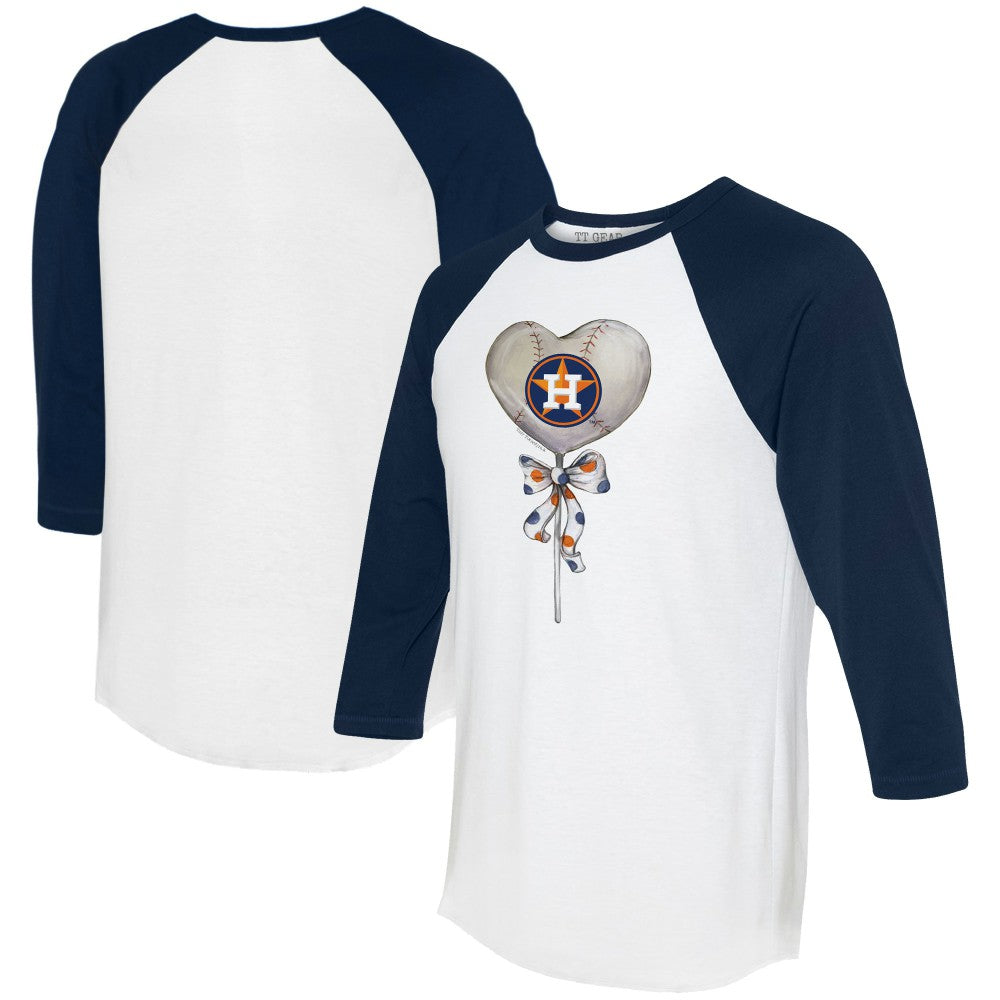 Houston Astros Tiny Turnip Women's Heart Lolly 3/4-Sleeve Raglan T-Shirt - MLB T-shirts