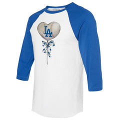 Los Angeles Dodgers Tiny Turnip Women's Heart Lolly 3/4-Sleeve Raglan T-Shirt - MLB T-shirts