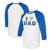Los Angeles Dodgers Tiny Turnip Women's I Love Dad 3/4-Sleeve Raglan T-Shirt - MLB T-shirts