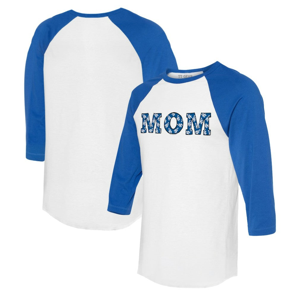Los Angeles Dodgers Tiny Turnip Women's Logo Mom 3/4-Sleeve Raglan T-Shirt - MLB T-shirts
