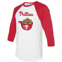 Philadelphia Phillies Tiny Turnip Women's Nacho Helmet 3/4-Sleeve Raglan T-Shirt - MLB T-shirts