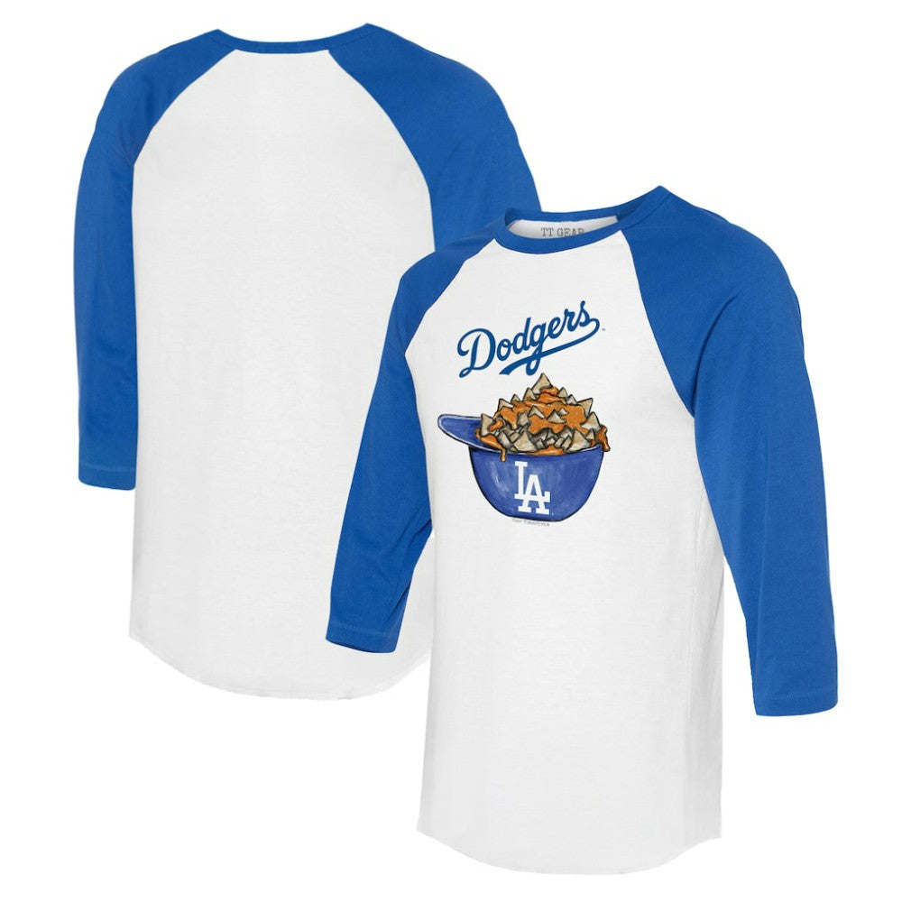 Los Angeles Dodgers Tiny Turnip Women's Nacho Helmet 3/4-Sleeve Raglan T-Shirt - MLB T-shirts