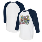 Cleveland Guardians Tiny Turnip Women's Peace Love Baseball 3/4-Sleeve Raglan T-Shirt - MLB T-shirts