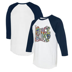 Milwaukee Brewers Tiny Turnip Women's Peace Love Baseball 3/4-Sleeve Raglan T-Shirt - MLB T-shirts