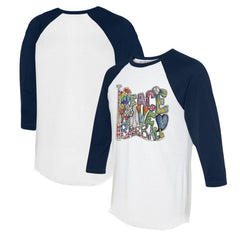 Seattle Mariners Tiny Turnip Women's Peace Love Baseball 3/4-Sleeve Raglan T-Shirt - MLB T-shirts
