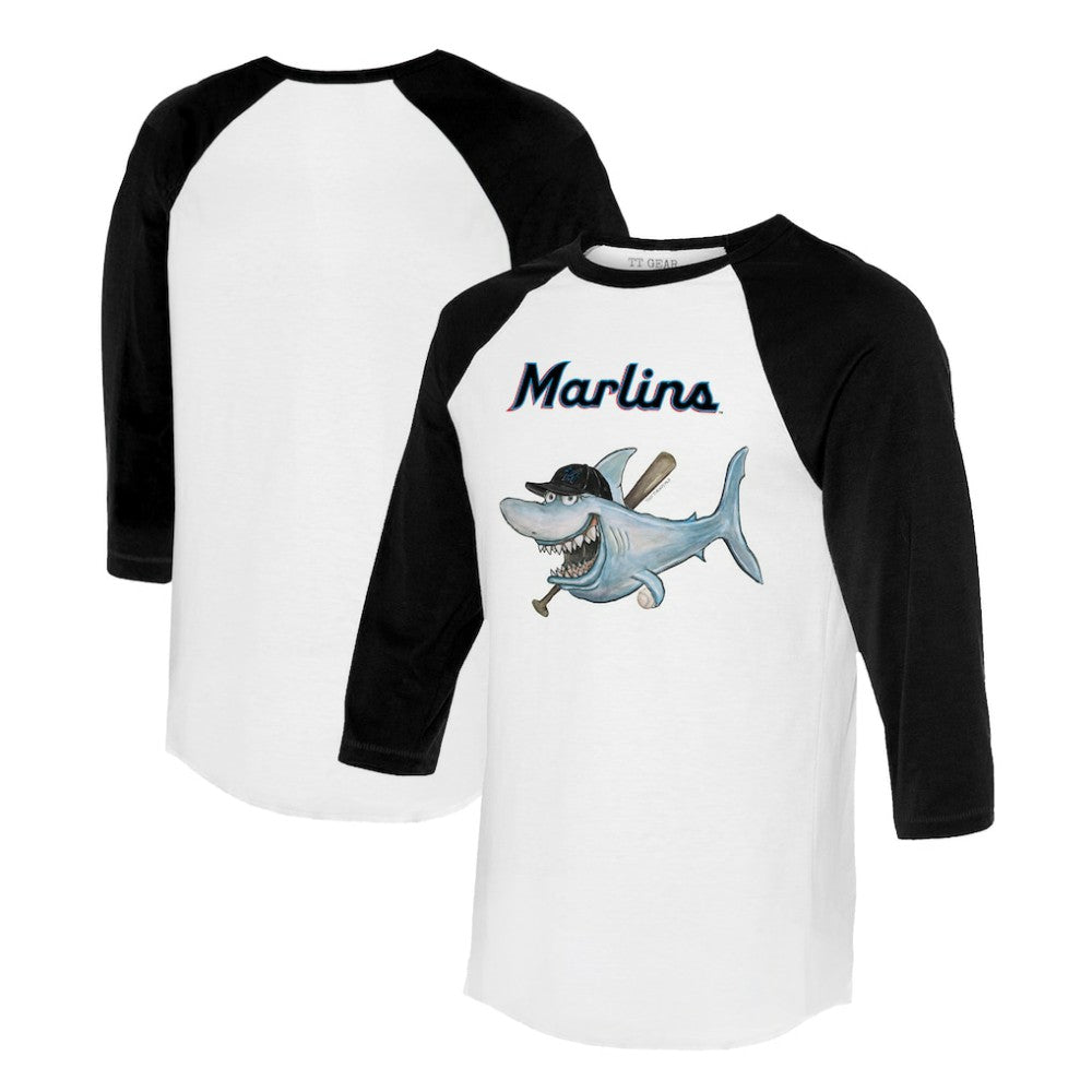 Miami Marlins Tiny Turnip Women's Shark 3/4-Sleeve Raglan T-Shirt - MLB T-shirts