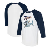 Detroit Tigers Tiny Turnip Women's Shark 3/4-Sleeve Raglan T-Shirt - MLB T-shirts