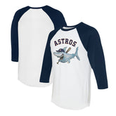 Houston Astros Tiny Turnip Women's Shark 3/4-Sleeve Raglan T-Shirt - MLB T-shirts