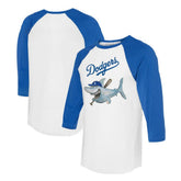 Los Angeles Dodgers Tiny Turnip Women's Shark 3/4-Sleeve Raglan T-Shirt - MLB T-shirts
