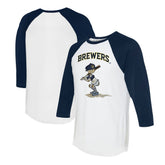 Milwaukee Brewers Tiny Turnip Women's Slugger 3/4-Sleeve Raglan T-Shirt - MLB T-shirts