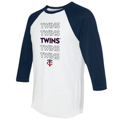 Minnesota Twins Tiny Turnip Women's Stacked 3/4-Sleeve Raglan T-Shirt - MLB T-shirts