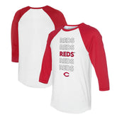 Cincinnati Reds Tiny Turnip Unisex Stacked 3/4-Sleeve Raglan T-Shirt - MLB T-shirts
