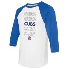 Chicago Cubs Tiny Turnip Unisex Stacked 3/4-Sleeve Raglan T-Shirt - MLB T-shirts