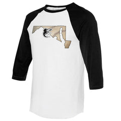 Baltimore Orioles Tiny Turnip Unisex State Outline 3/4-Sleeve Raglan T-Shirt - MLB T-shirts