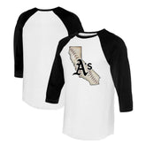 Athletics Tiny Turnip Unisex State Outline 3/4-Sleeve Raglan T-Shirt - MLB T-shirts