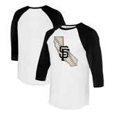 San Francisco Giants Tiny Turnip Unisex State Outline 3/4-Sleeve Raglan T-Shirt - MLB T-shirts