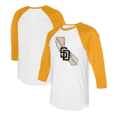 San Diego Padres Tiny Turnip Unisex State Outline 3/4-Sleeve Raglan T-Shirt - MLB T-shirts