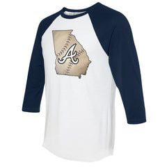 Atlanta Braves Tiny Turnip Unisex State Outline 3/4-Sleeve Raglan T-Shirt - MLB T-shirts