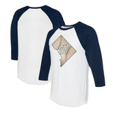 Washington Nationals Tiny Turnip Unisex State Outline 3/4-Sleeve Raglan T-Shirt - MLB T-shirts