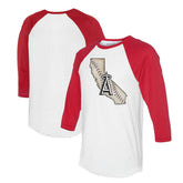 Los Angeles Angels Tiny Turnip Unisex State Outline 3/4-Sleeve Raglan T-Shirt - MLB T-shirts