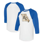 Kansas City Royals Tiny Turnip Unisex State Outline 3/4-Sleeve Raglan T-Shirt - MLB T-shirts