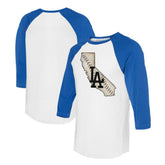 Los Angeles Dodgers Tiny Turnip Unisex State Outline 3/4-Sleeve Raglan T-Shirt - MLB T-shirts