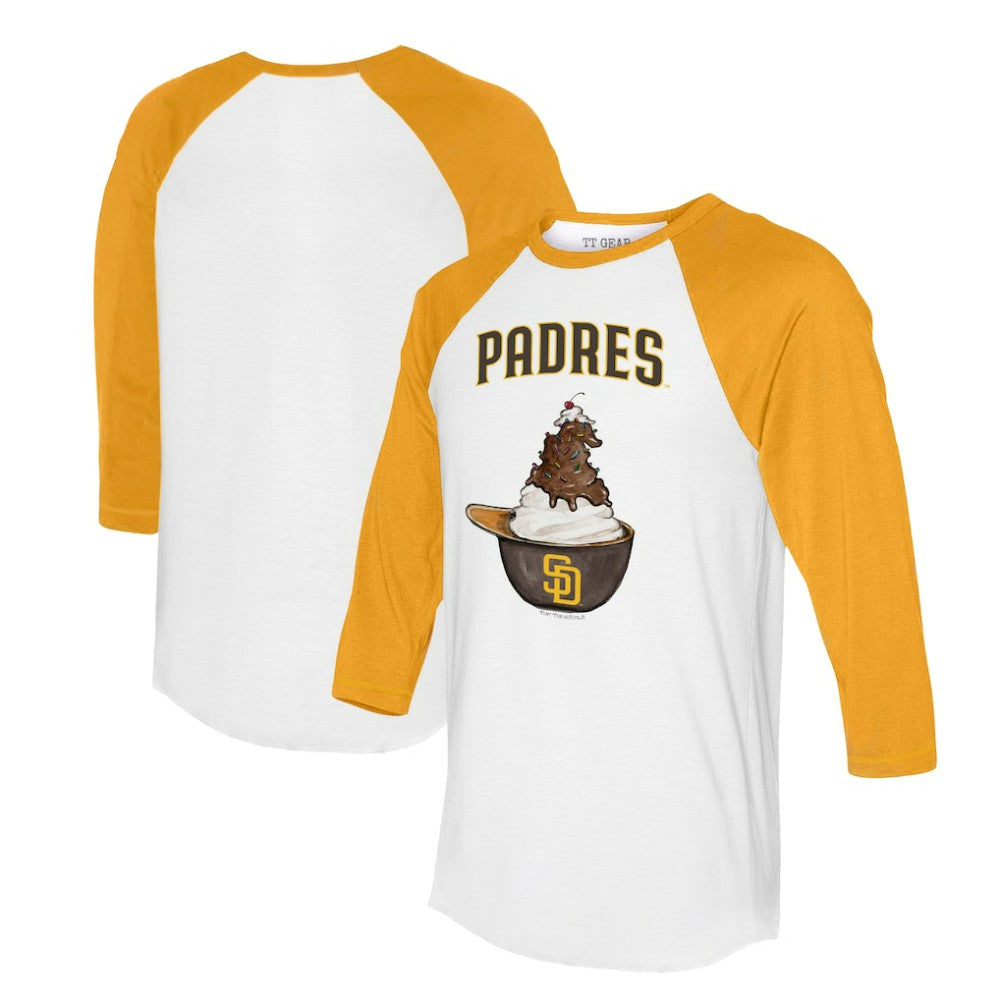 San Diego Padres Tiny Turnip Unisex Sundae Helmet 3/4-Sleeve Raglan T-Shirt - MLB T-shirts