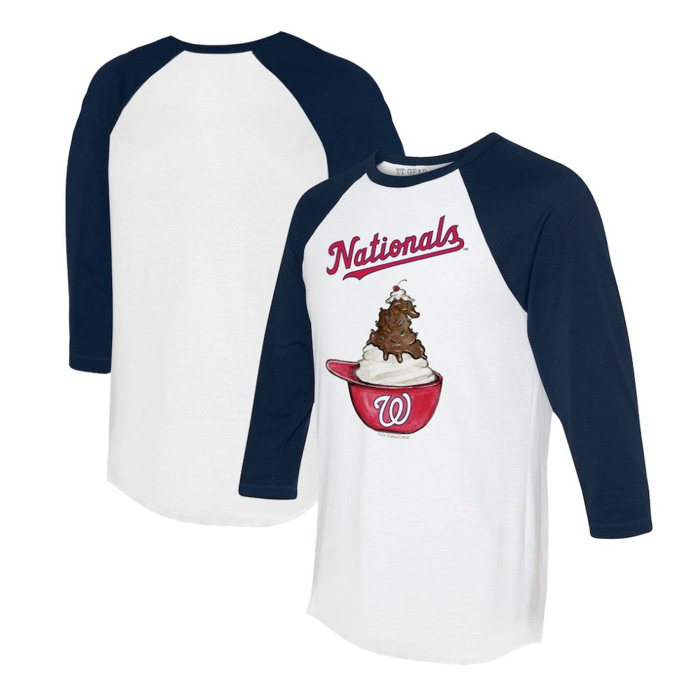 Washington Nationals Tiny Turnip Unisex Sundae Helmet 3/4-Sleeve Raglan T-Shirt - MLB T-shirts