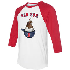 Boston Red Sox Tiny Turnip Unisex Sundae Helmet 3/4-Sleeve Raglan T-Shirt - MLB T-shirts