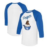 Los Angeles Dodgers Tiny Turnip Unisex Sundae Helmet 3/4-Sleeve Raglan T-Shirt - MLB T-shirts