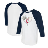 Cleveland Guardians Tiny Turnip Unisex Tiara Heart 3/4-Sleeve Raglan T-Shirt - MLB T-shirts