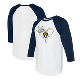 Milwaukee Brewers Tiny Turnip Unisex Tiara Heart 3/4-Sleeve Raglan T-Shirt - MLB T-shirts