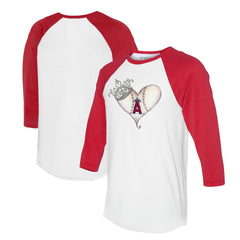 Los Angeles Angels Tiny Turnip Unisex Tiara Heart 3/4-Sleeve Raglan T-Shirt - MLB T-shirts