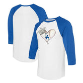 Los Angeles Dodgers Tiny Turnip Unisex Tiara Heart 3/4-Sleeve Raglan T-Shirt - MLB T-shirts