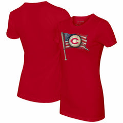 Cincinnati Reds Tiny Turnip Women's Baseball Flag T-Shirt - MLB T-shirts