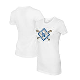 Los Angeles Dodgers Tiny Turnip Women's Diamond Cross Bats T-Shirt - MLB T-shirts