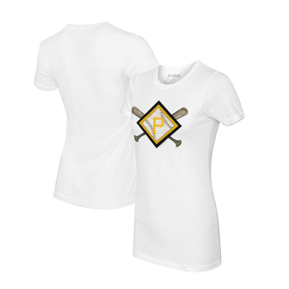 Pittsburgh Pirates Tiny Turnip Women's Diamond Cross Bats T-Shirt - MLB T-shirts